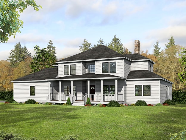 Farmhouse home (ThePlanCollection: Plan #191-1037)