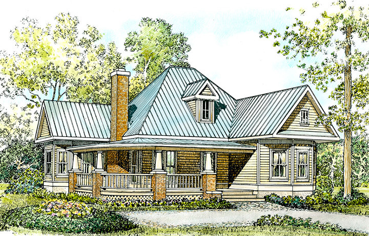 Front elevation of Cottage home (ThePlanCollection: House Plan #192-1001)