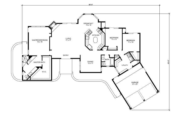 Floor Plan First Story of Contemporary Plan #192-1003
