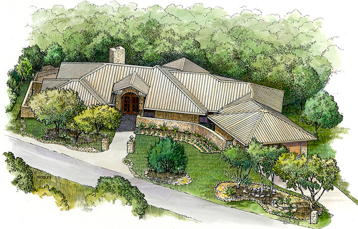 Front elevation of Contemporary home (ThePlanCollection: House Plan #192-1003)