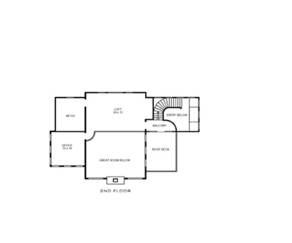 Floor Plan Second Story of Mediterranean Plan #192-1006