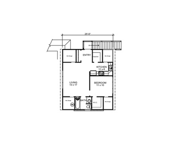 Floor Plan Second Story of Bungalow Plan #192-1007