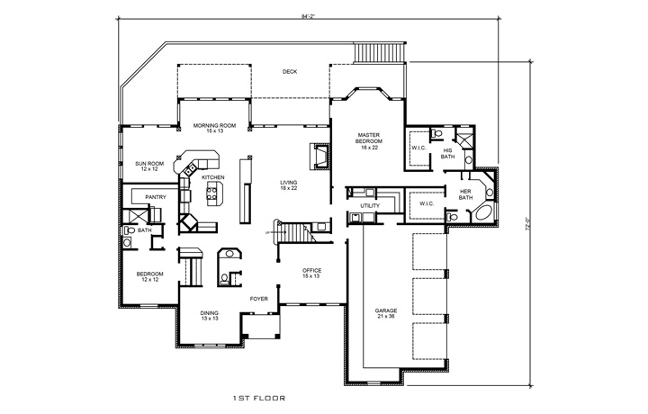 Floor Plan First Story of European Plan #192-1009