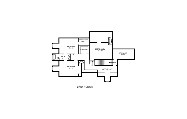Floor Plan Second Story of European Plan #192-1009
