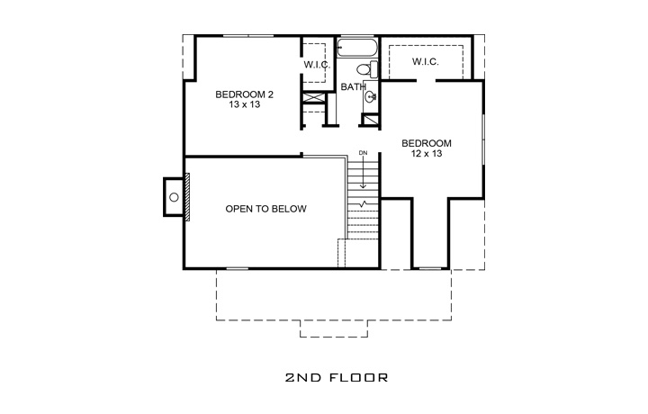 Floor Plan Second Story of Bungalow Plan #192-1012