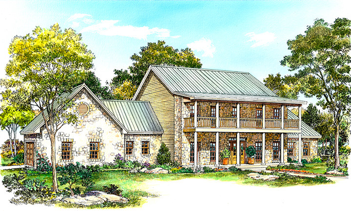 Front elevation of Country home (ThePlanCollection: House Plan #192-1013)