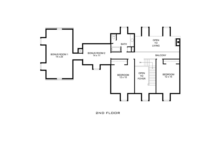 Floor Plan Second Story of Country Plan #192-1015