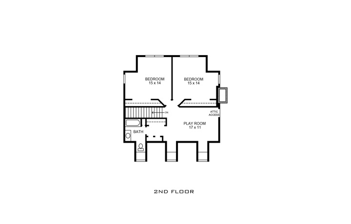 Floor Plan Second Story of Country Plan #192-1017