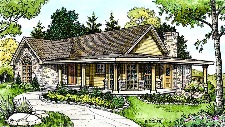 Front elevation of Country home (ThePlanCollection: House Plan #192-1018)