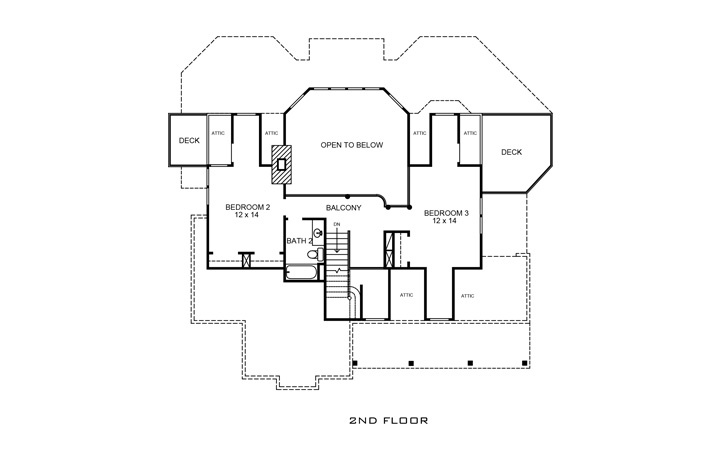 Floor Plan Second Story of Country Plan #192-1021