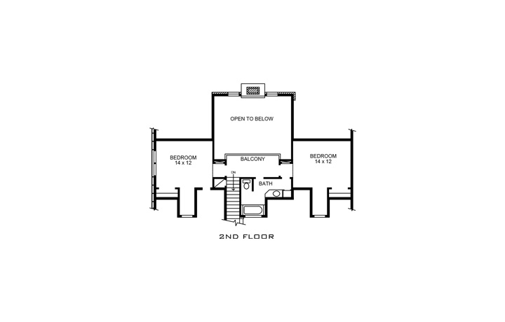 Floor Plan Second Story of European Plan #192-1023