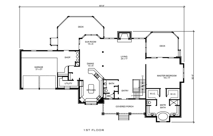 Floor Plan First Story of Country Plan #192-1026