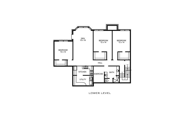 Floor Plan Basement of Country Plan #192-1026