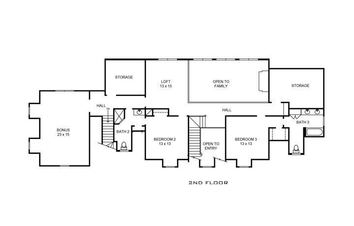 Floor Plan Second Story of Cottage Plan #192-1028