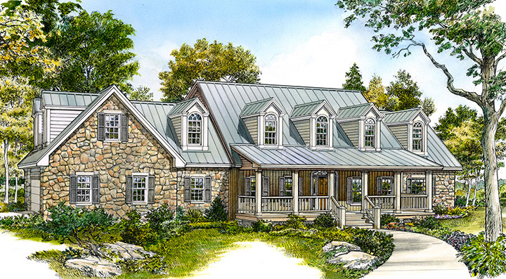 Front elevation of Cottage home (ThePlanCollection: House Plan #192-1028)