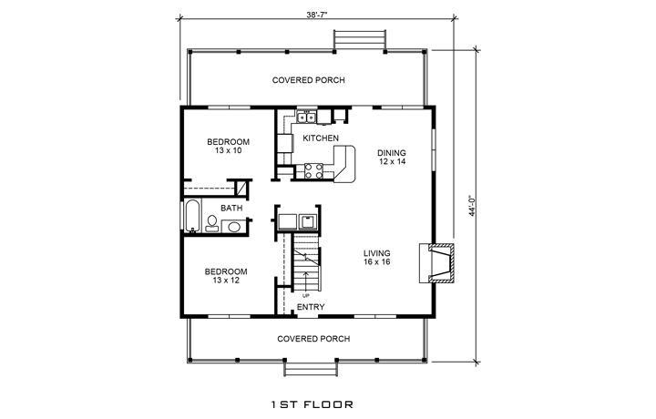 Floor Plan First Story of Country Plan #192-1029
