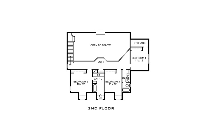 Floor Plan Second Story of Country Plan #192-1031