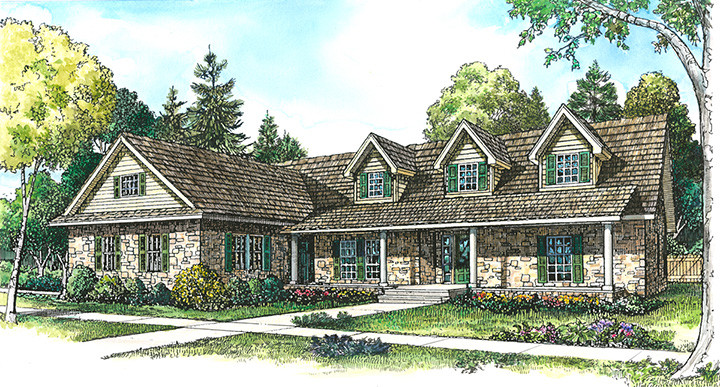 Front elevation of Country home (ThePlanCollection: House Plan #192-1032)