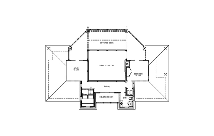 Floor Plan Second Story of Bungalow Plan #192-1033