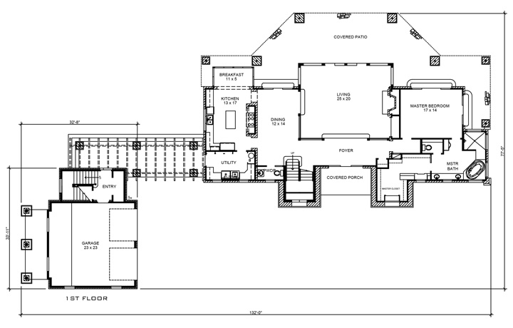 Floor Plan First Story of Bungalow Plan #192-1033
