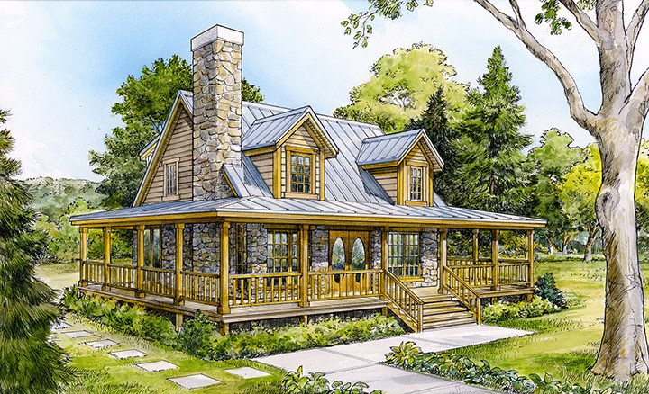 Front elevation of Cottage home (ThePlanCollection: House Plan #192-1035)