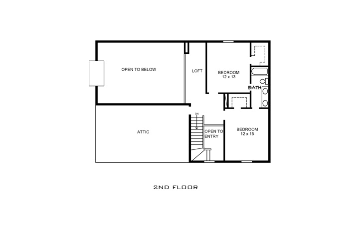 Floor Plan Second Story of Country Plan #192-1037
