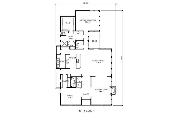 Floor Plan First Story of European Plan #192-1039