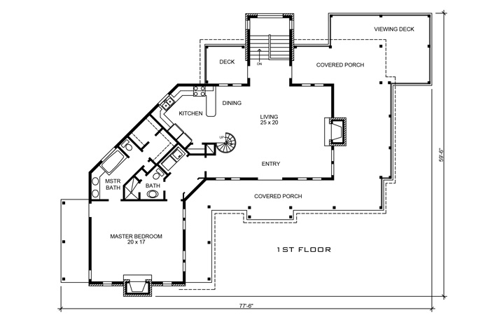 Floor Plan First Story of Country Plan #192-1043