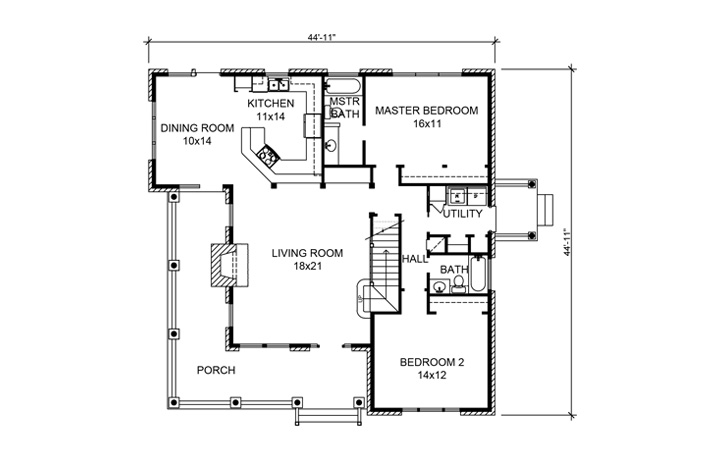 Floor Plan First Story of Country Plan #192-1048