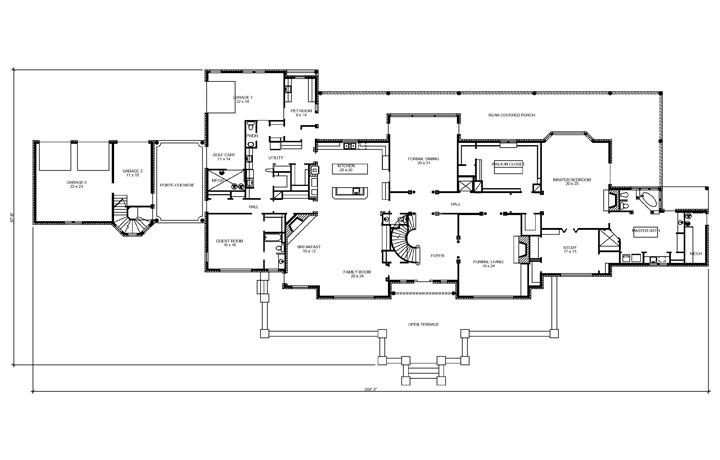 Floor Plan First Story of European Plan #192-1054