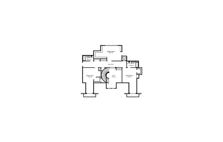 Floor Plan Second Story of European Plan #192-1054