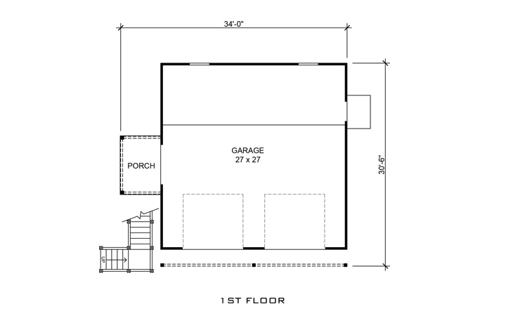 Floor Plan Garage of Cottage Plan #192-1055