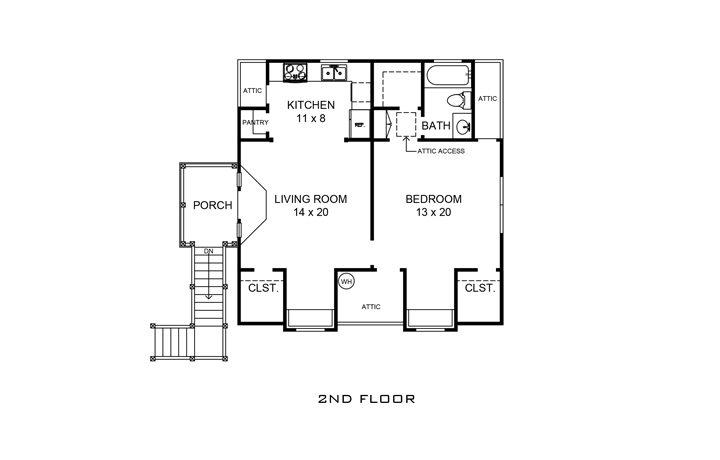 Floor Plan Second Story of Cottage Plan #192-1055