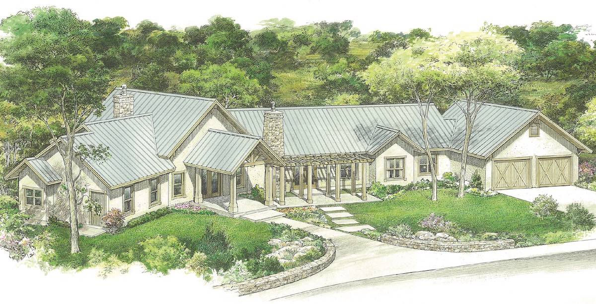 Country Ranch home (ThePlanCollection: Plan #192-1057)