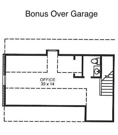 Floor Plan Bonus Room of European Plan #192-1060