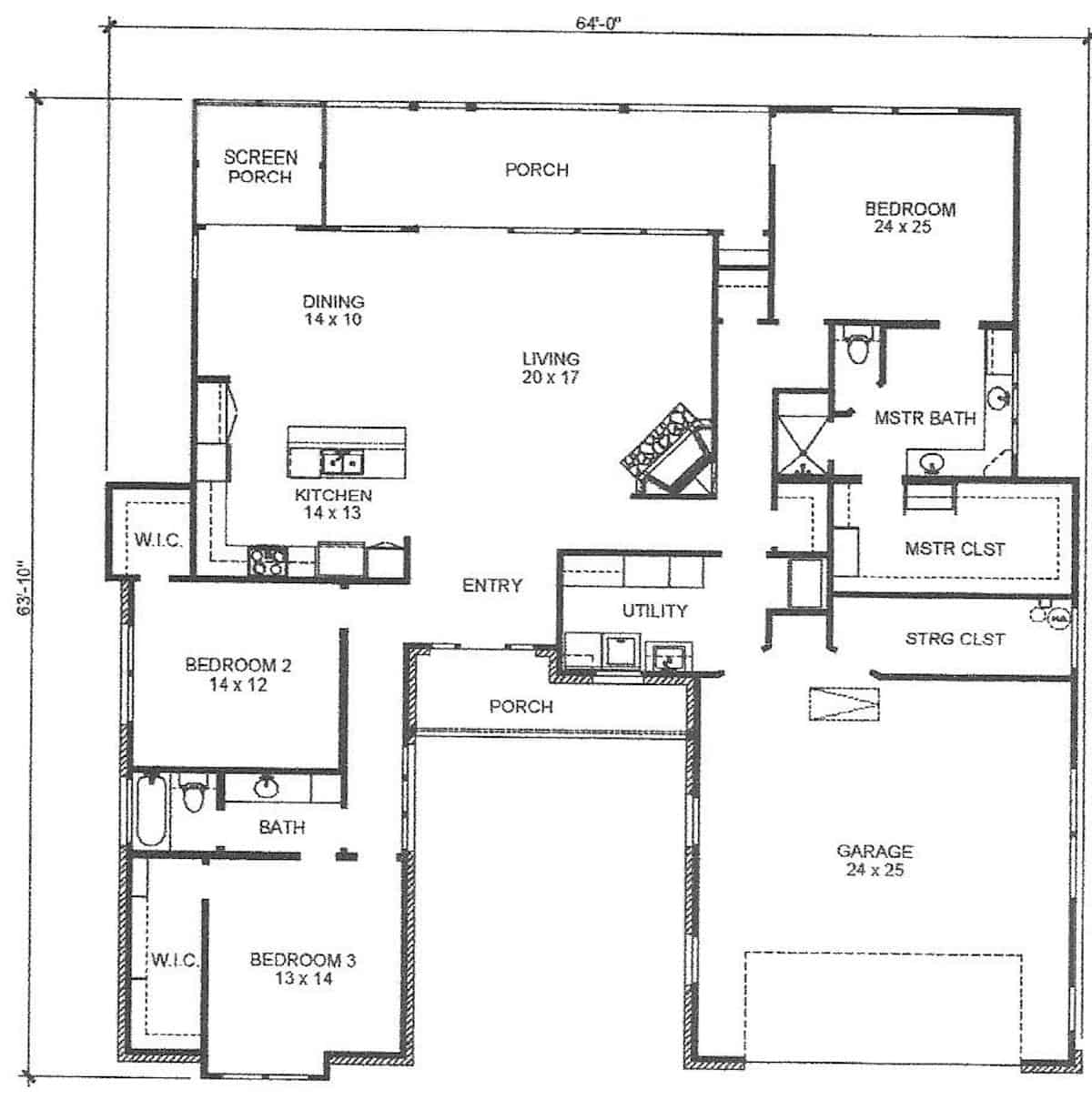 Floor Plan Main Level of Contemporary Plan #192-1063