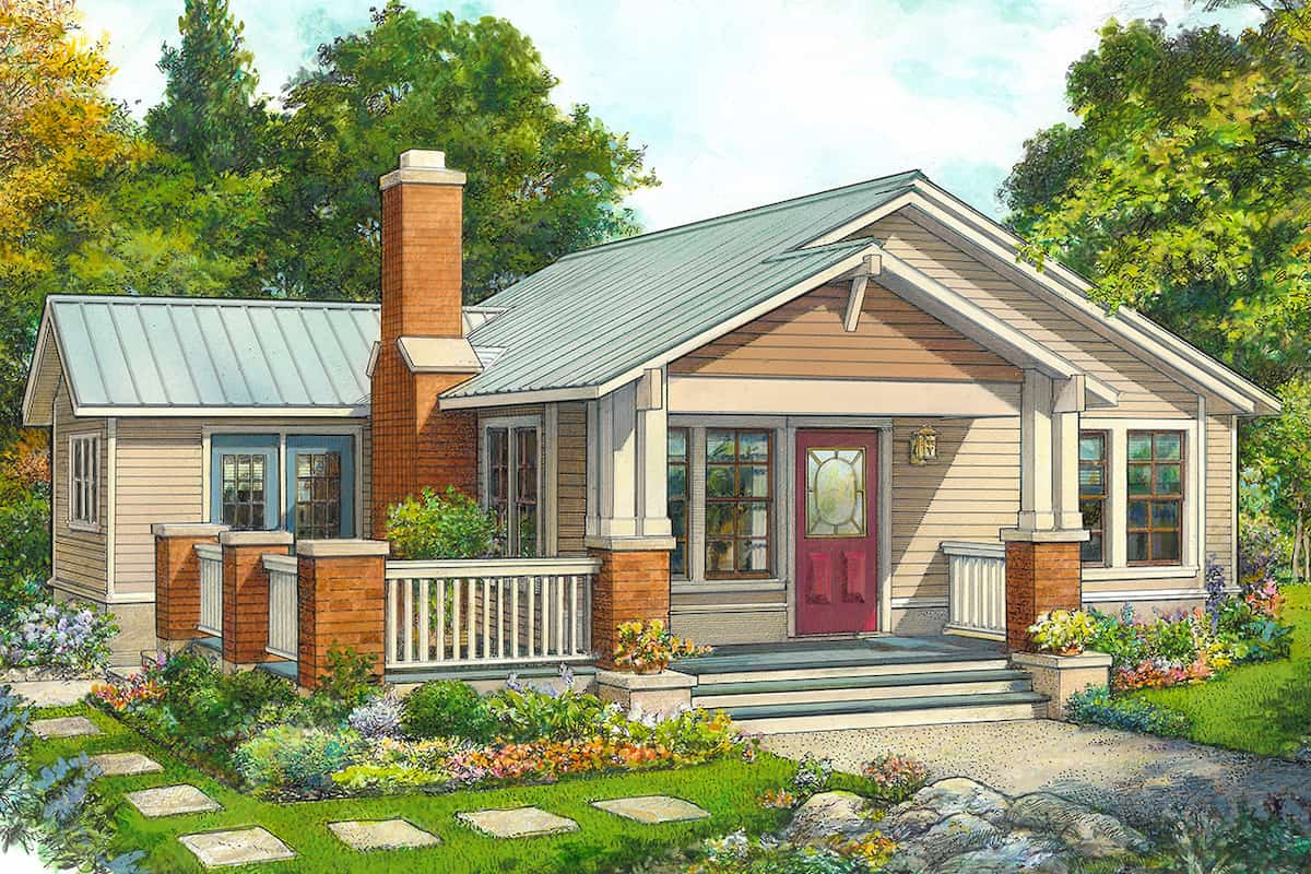 Country Ranch style home (ThePlanCollection: Plan #192-1065)