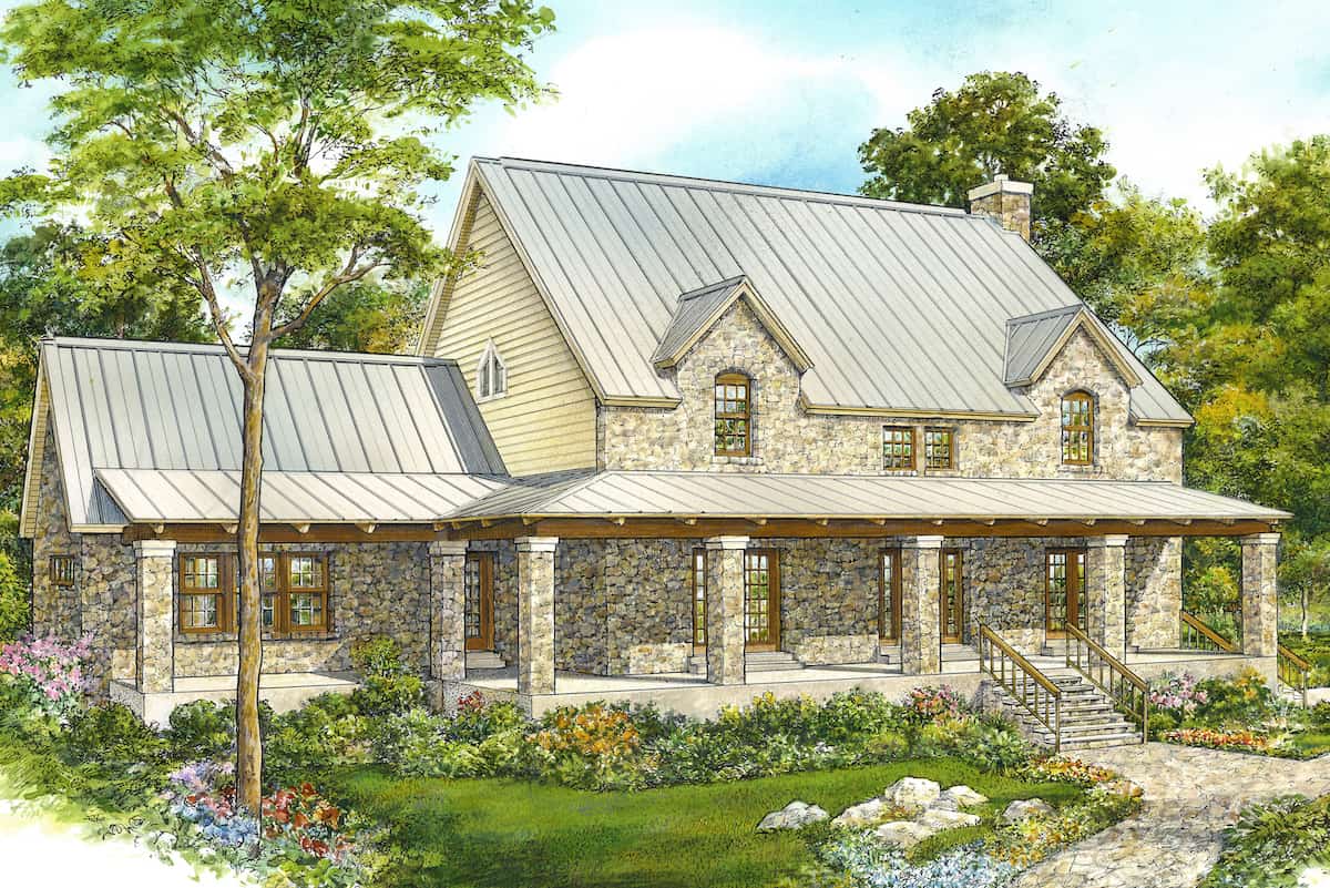 Rustic Farmhouse home design (ThePlanCollection: Plan #192-1066)