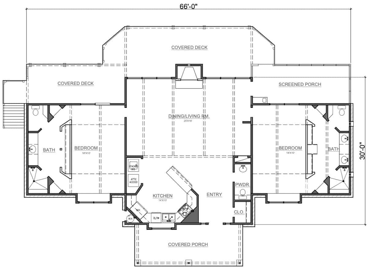 Main Level of Ranch Plan #192-1069