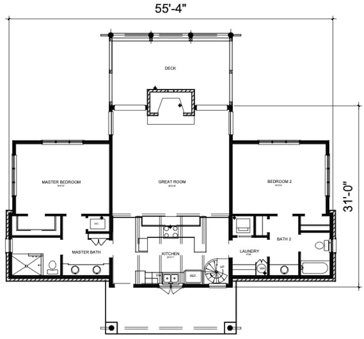 Main Level of A Frame Plan #192-1071