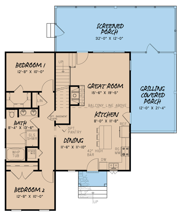 Floor Plan First Story of Craftsman Plan #193-1003