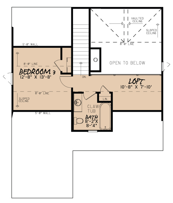 Floor Plan Second Story of Craftsman Plan #193-1003
