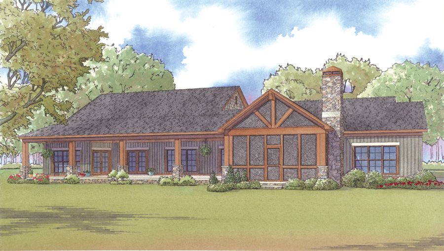 Rear View of this 3-Bedroom, 2921 Sq Ft Plan - 193-1004