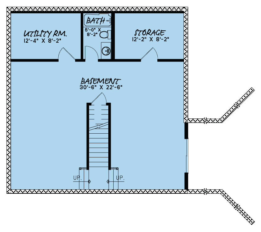 Floor Plan Basement of Craftsman Plan #193-1005