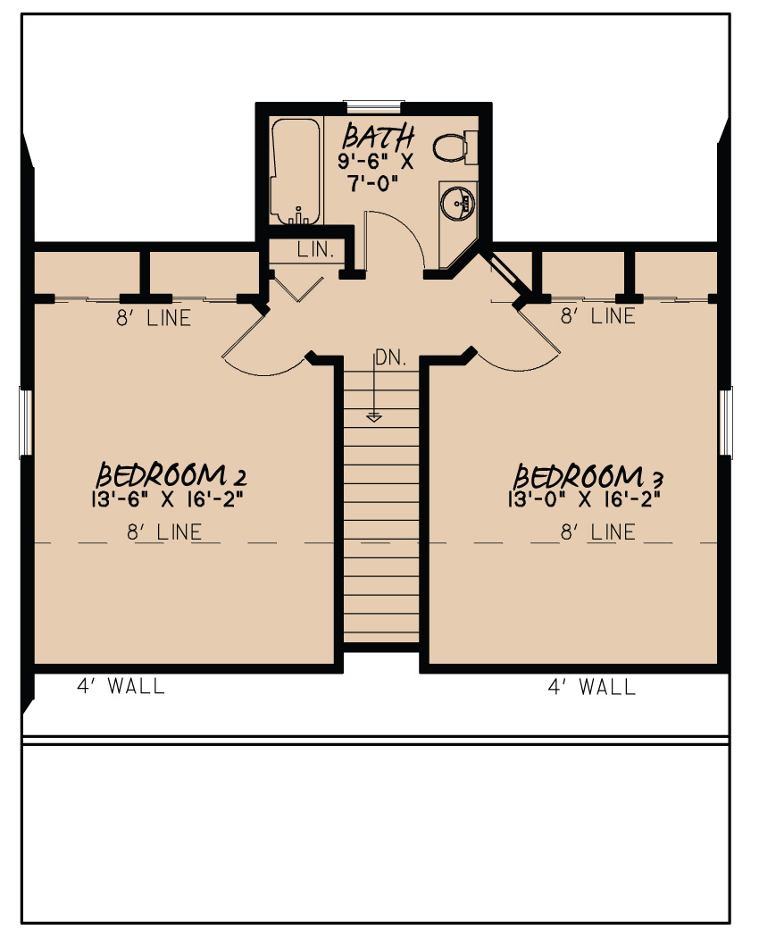 Floor Plan Second Story of Craftsman Plan #193-1005