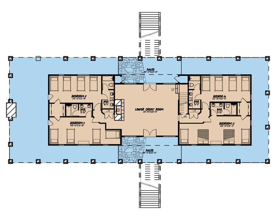 Floor Plan Basement of Country Plan #193-1006