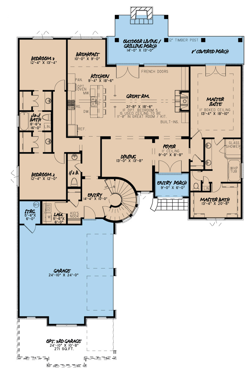 Floor Plan First Story of Cottage Plan #193-1007