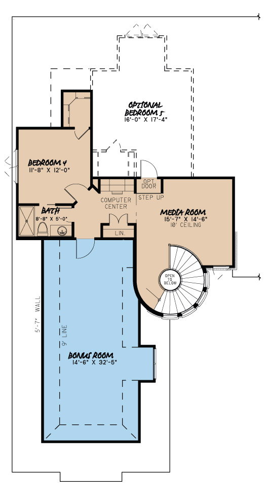 Floor Plan Second Story of Cottage Plan #193-1007