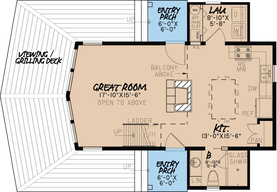 Floor Plan First Story of Contemporary Plan #193-1010