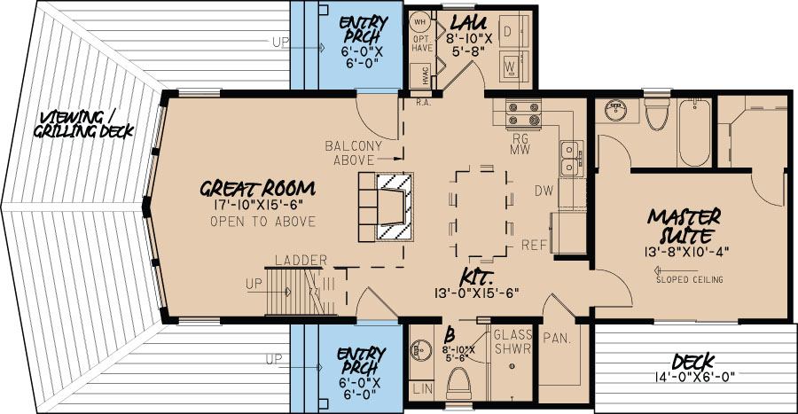 Floor Plan First Story of Contemporary Plan #193-1011
